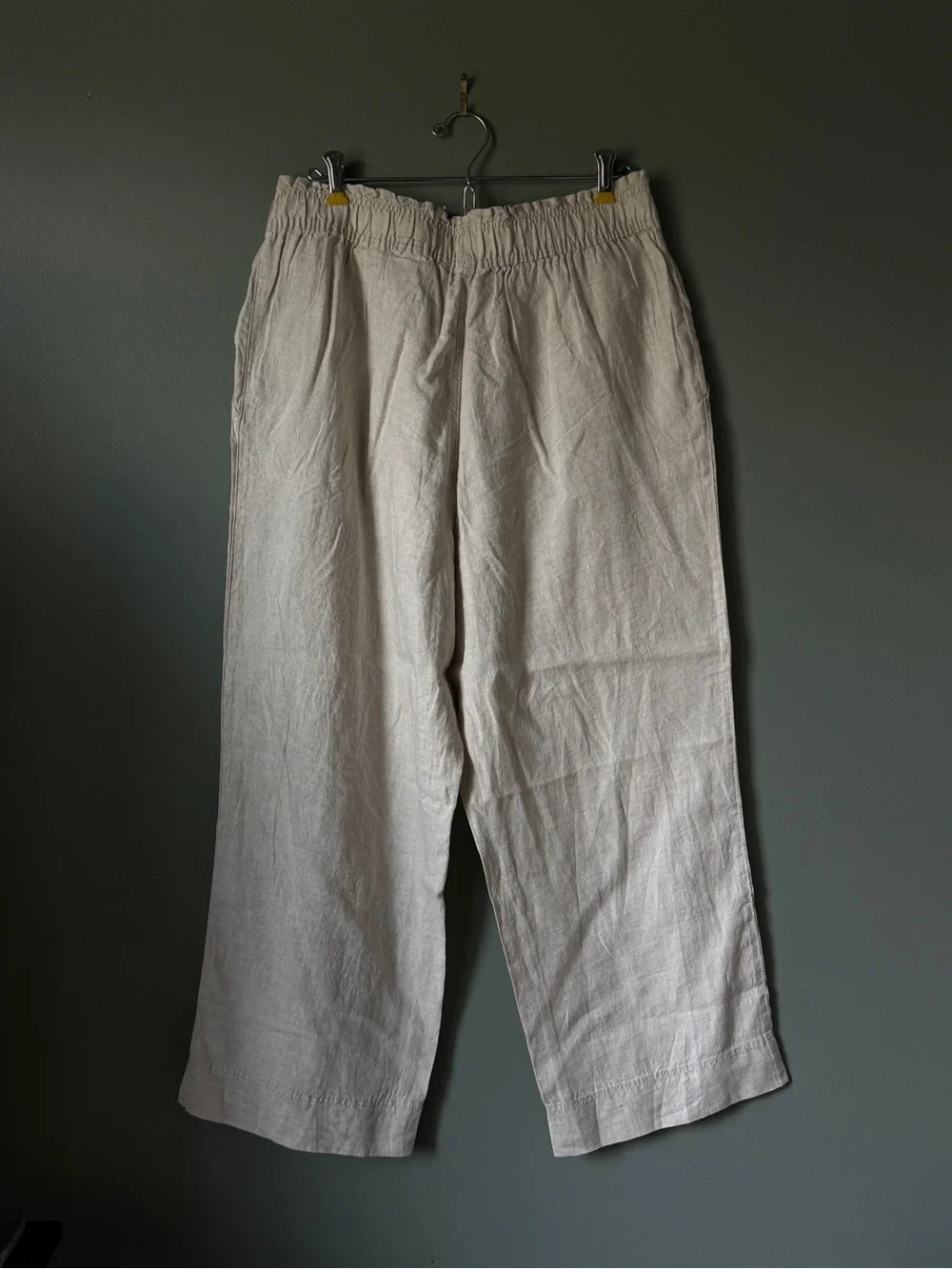 H&M Light Beige 100% Linen Pull-On Pant - Size L